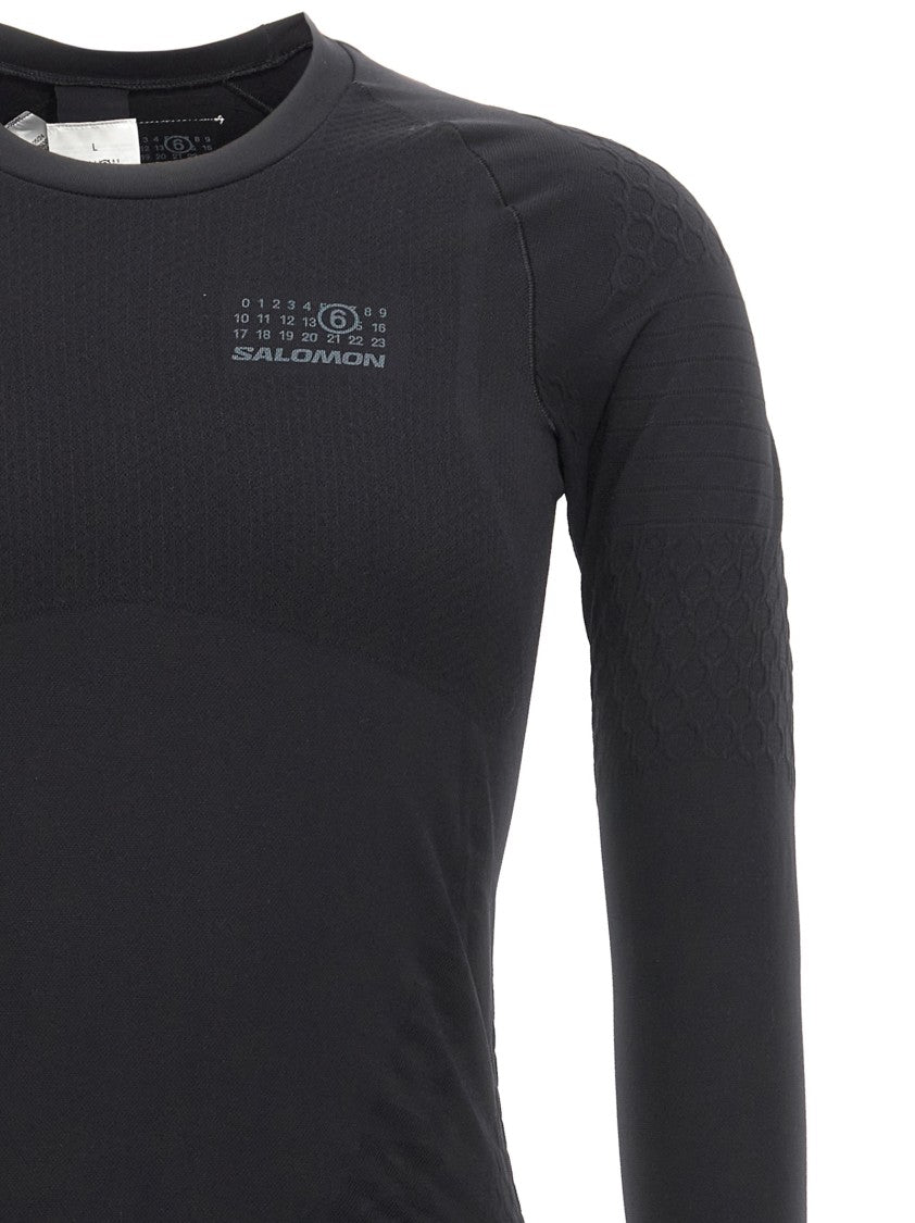 Mm6 By Maison Margiela Stretch Tech Fabric Black Sweater