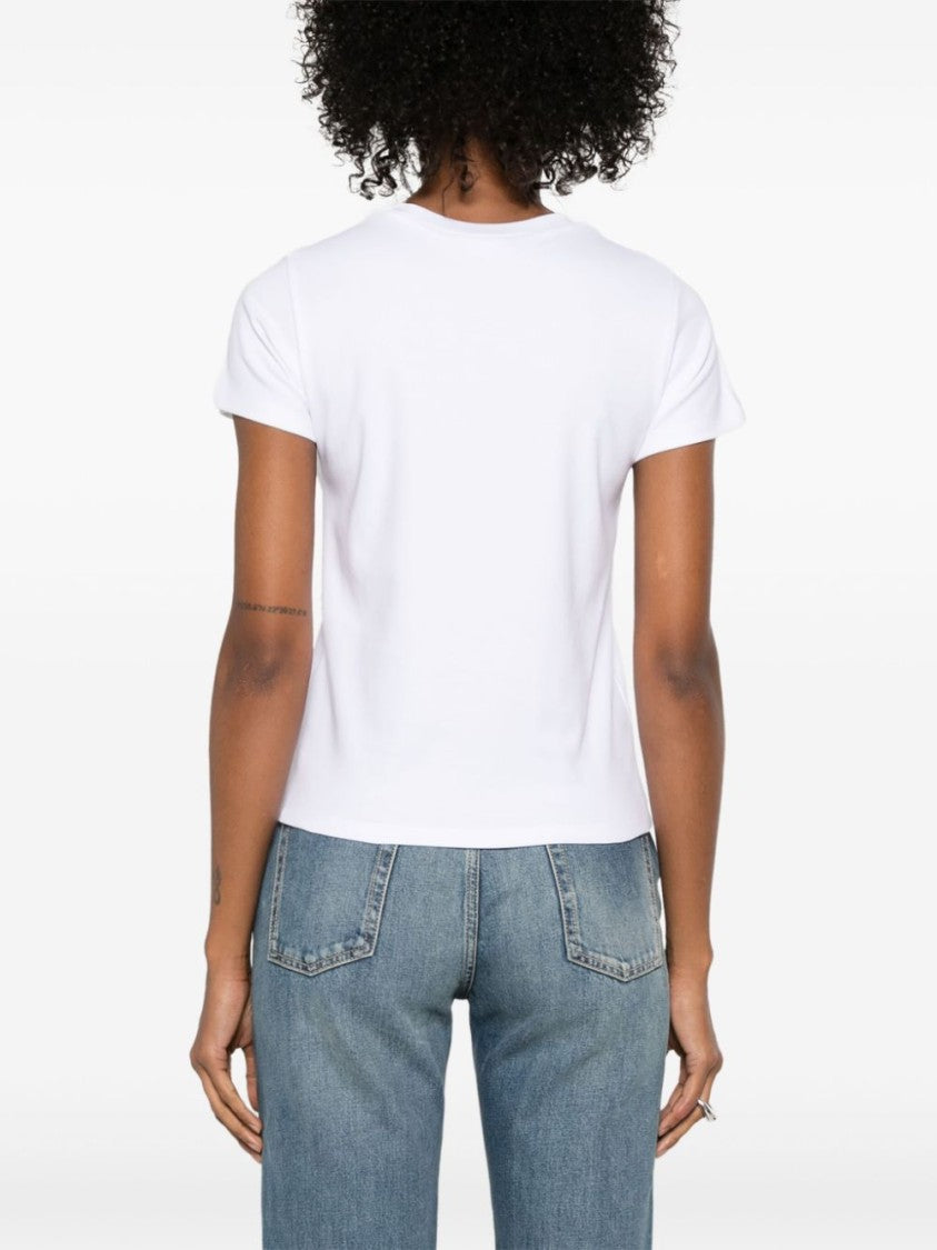 Alexander Mcqueen Skull Embroidered Crew Neck White T-Shirt