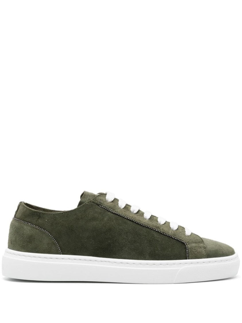 Doucal's Chain-Detailed Suede Sneakers
