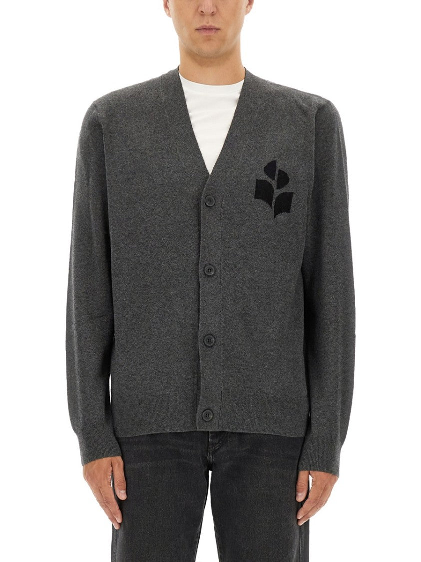 Isabel Marant Relaxed-Fit V-Neck Cardigan With Logo Patch