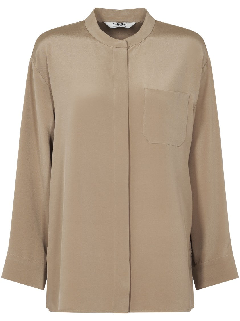 Max Mara Relaxed-Fit Camel Shirt With Classic Collar