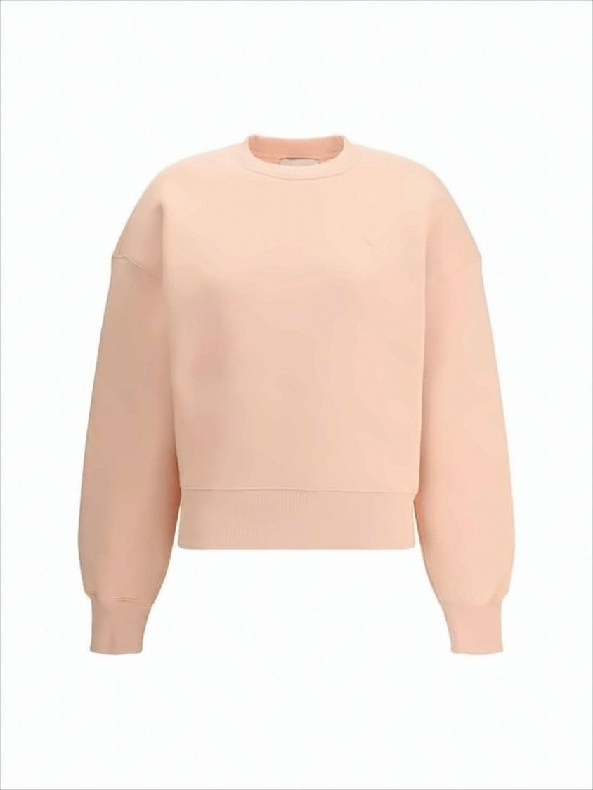 Ami Cropped Long-Sleeve Sweatshirt With Embroidered Heart Detail