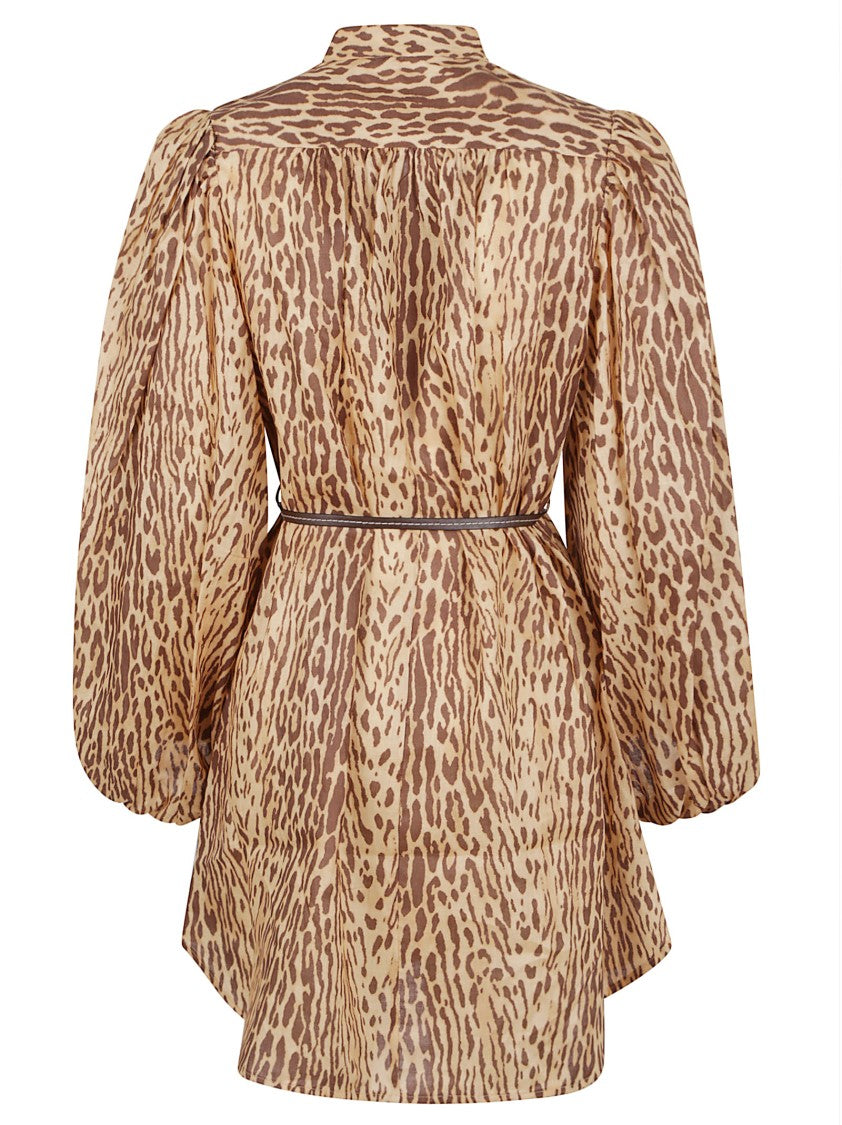 Zimmermann Linen Dress With High Neckline