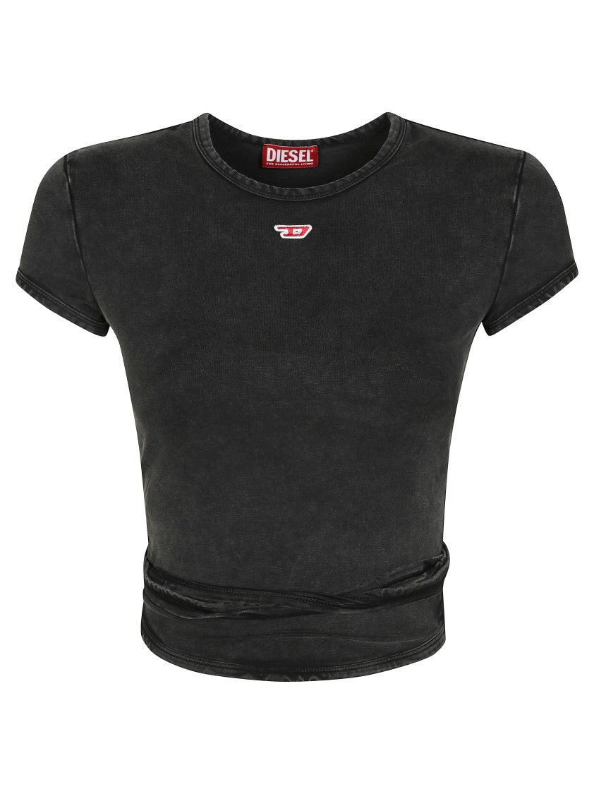 Diesel Fitted Black Top With Unique Tie Detail