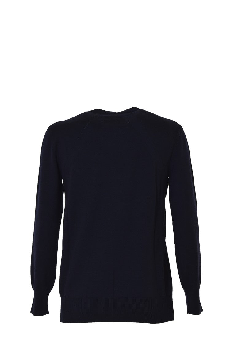 Jil Sander Blue Cotton Crew Neck Sweater