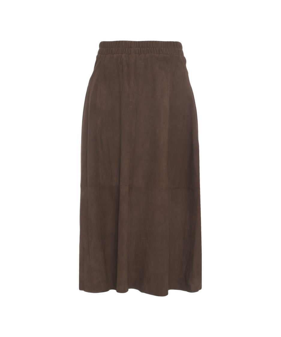 Oakwood Suede Midi Skirt With Vertical Seams