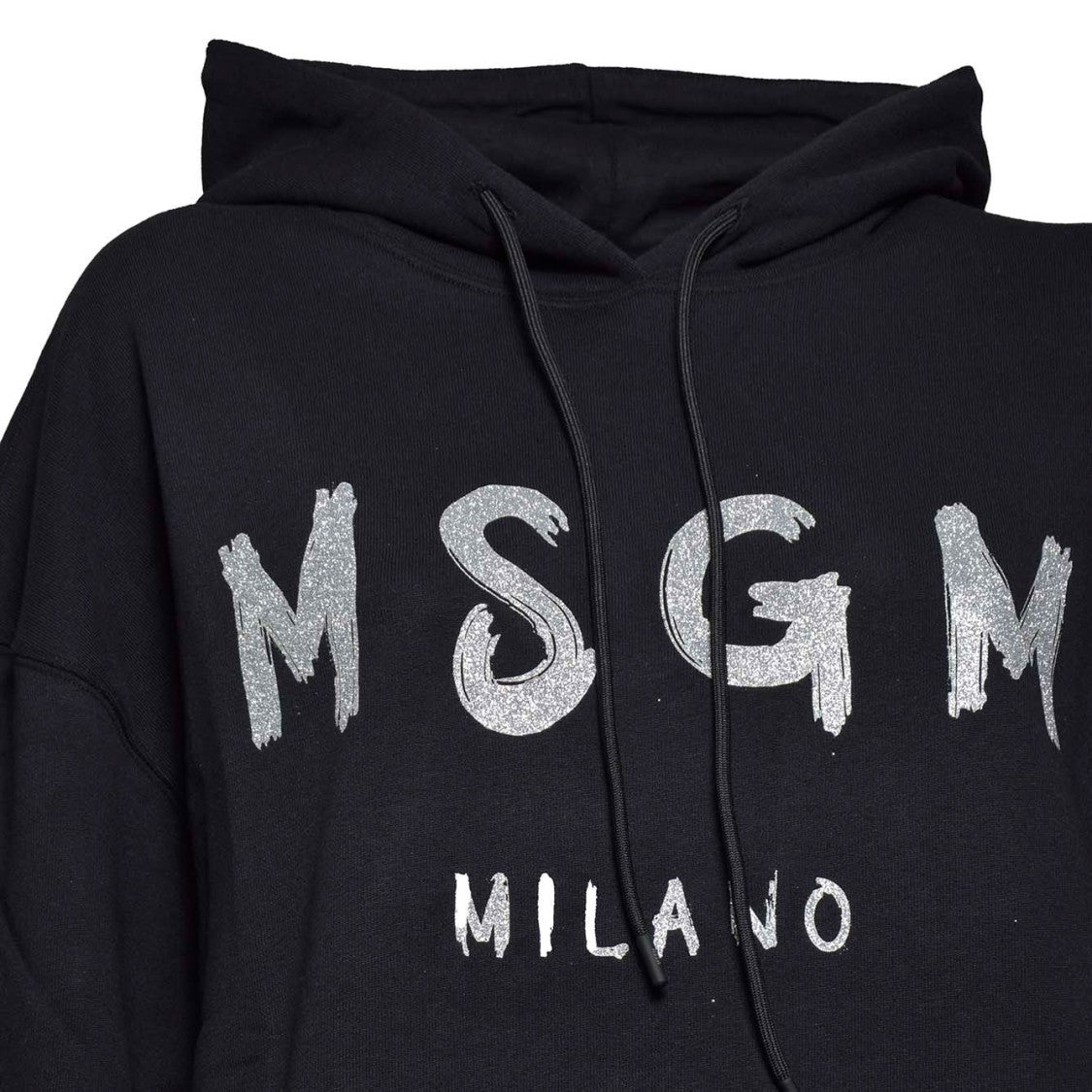 Msgm Black Cotton Hoodie
