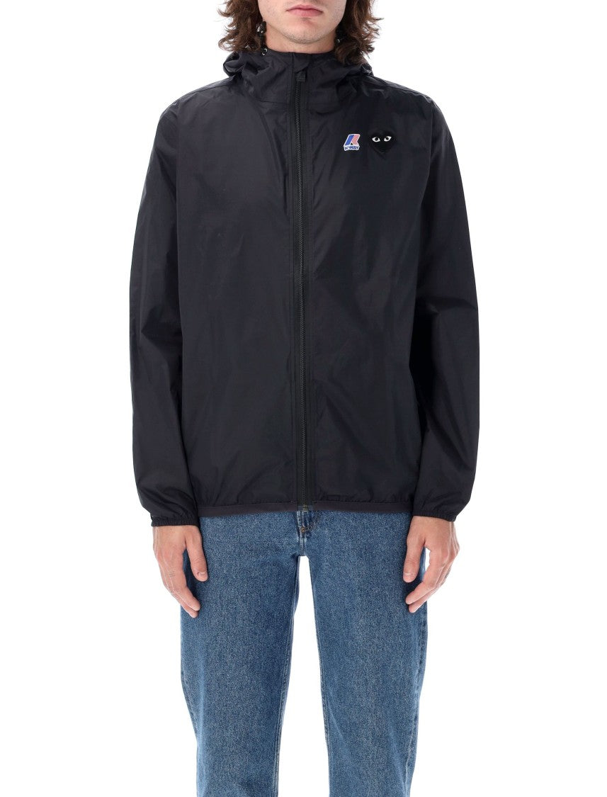 Comme Des Garçons Minimalist Full Zip Jacket With Hood And Subtle Branding