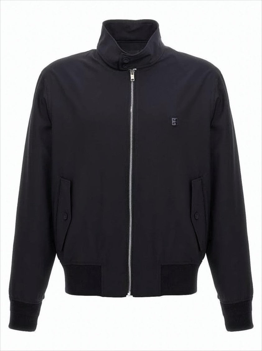 Givenchy High Collar Black Jacket With Button Closure And Ribbed Cuffs
