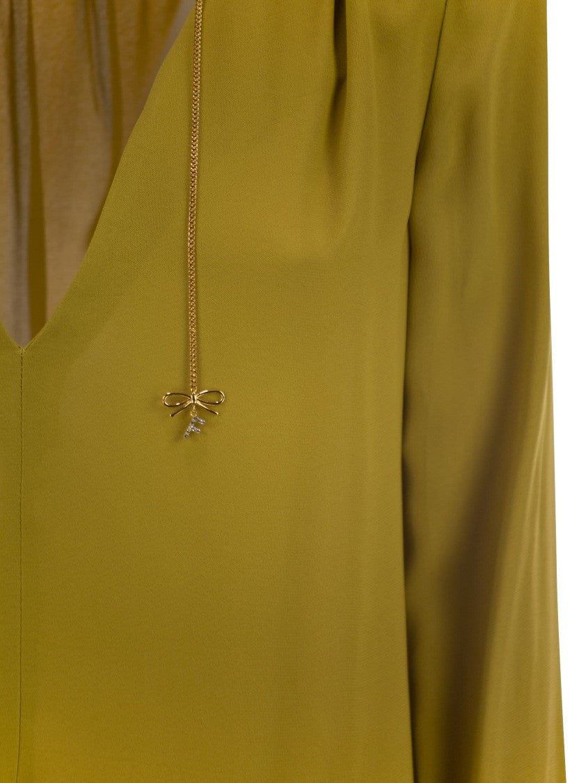 Elisabetta Franchi Georgette Shirt With Charms And Logo