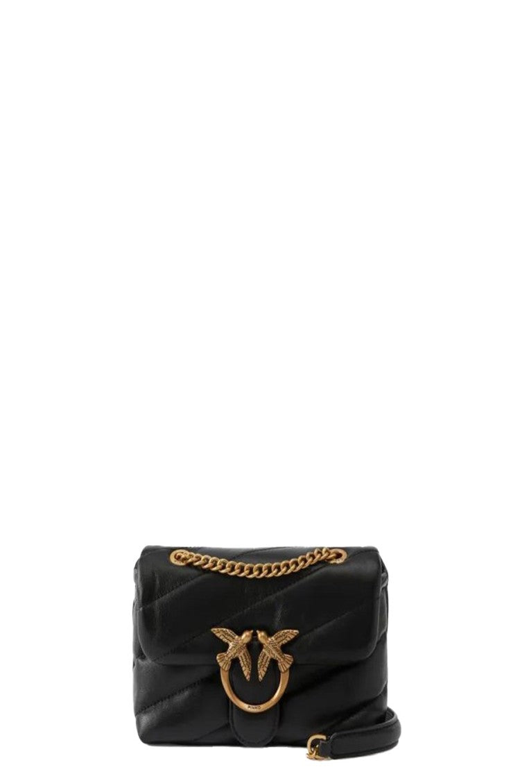 Pinko Quilted Black Leather Shoulder Bag