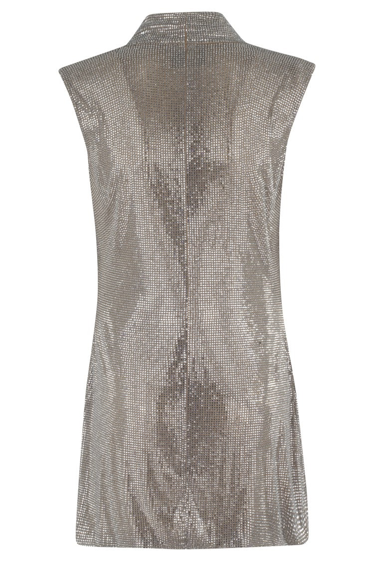 Giuseppe Di Morabito Silver Mini Dress With Draped Neckline