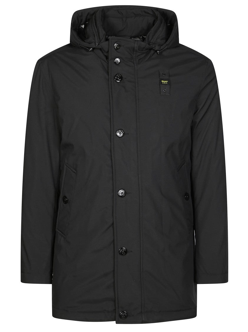 Blauer Minimalist Black Parka With Hood