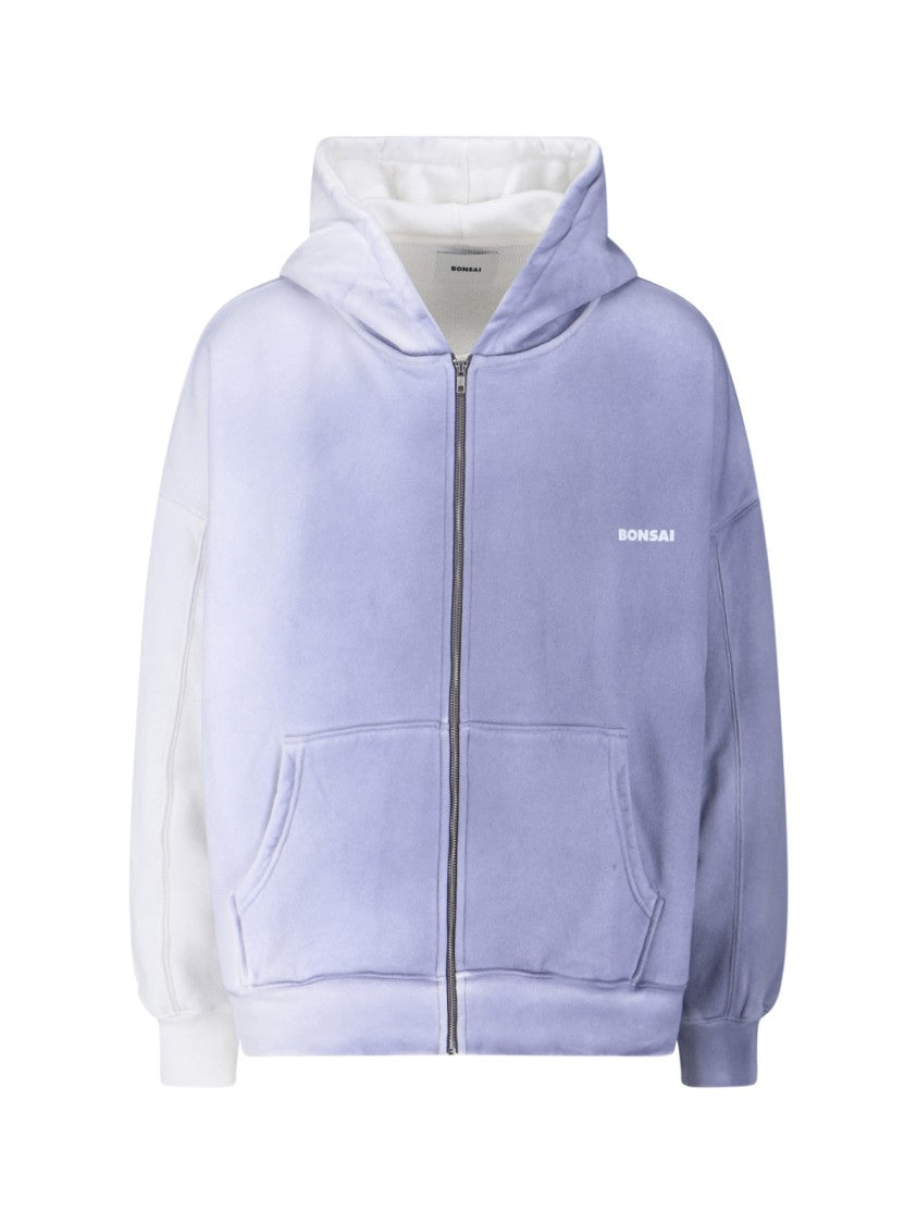 Bonsai Logo Zip Sweatshirt, In Light Blue Cotton