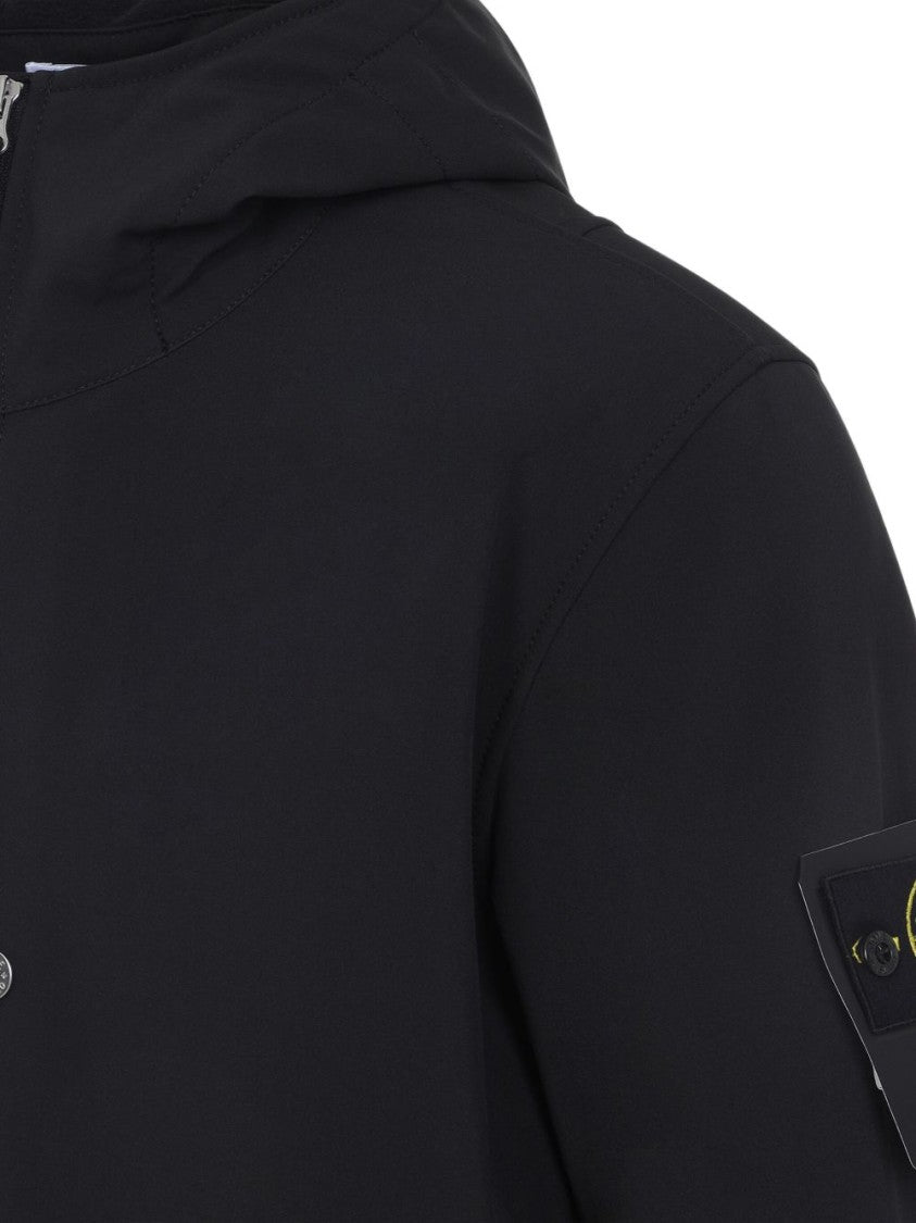 Stone Island Casual Black Jacket With Fitted Hood