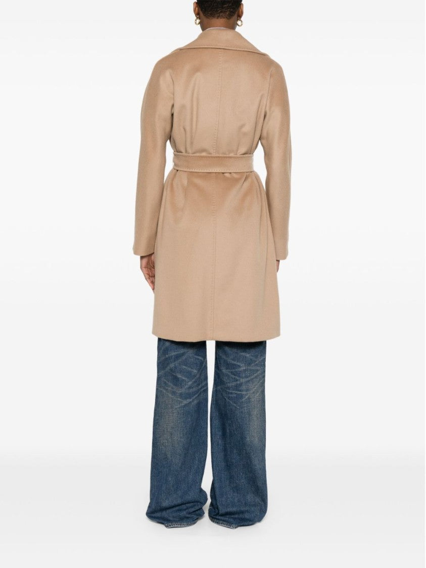 Max Mara Double-Breasted Beige Coat With Tied Waist