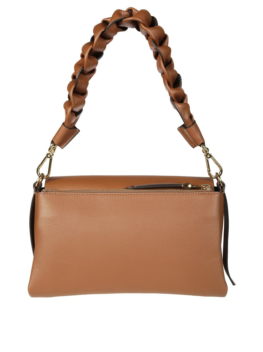 Coccinelle Braided Handle Brown Leather Handbag