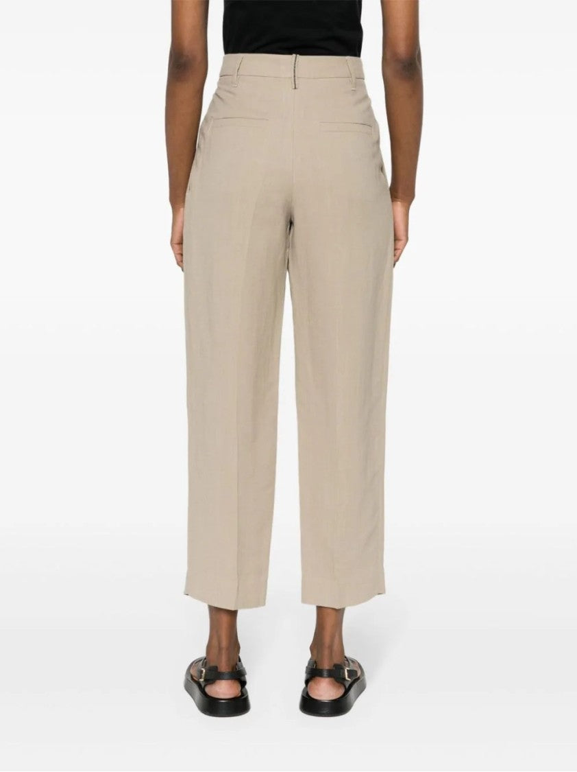 Brunello Cucinelli Beige Cropped Trousers