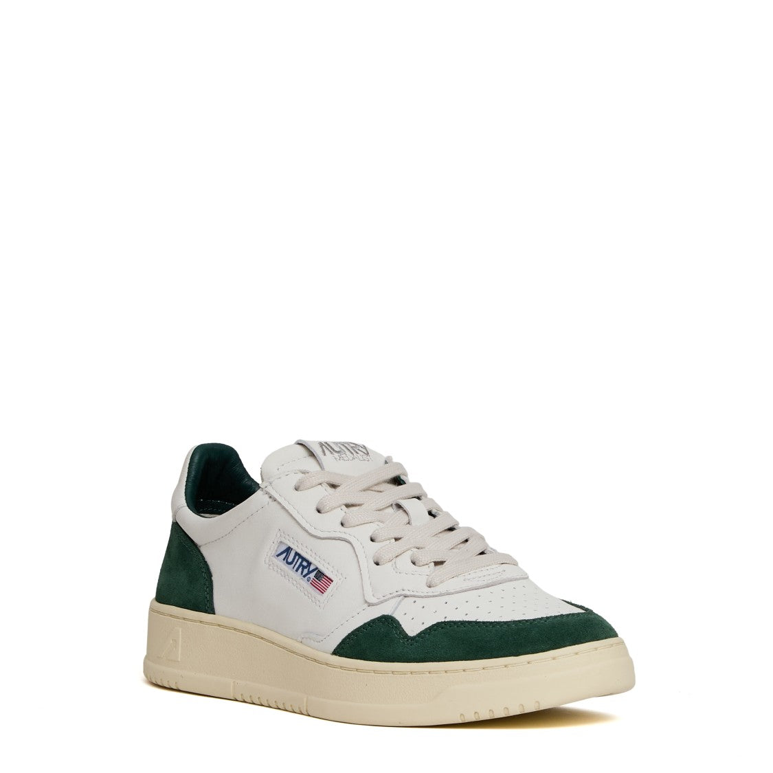 Autry Medalist Low Sneakers In White Leather And Suede, Bottle