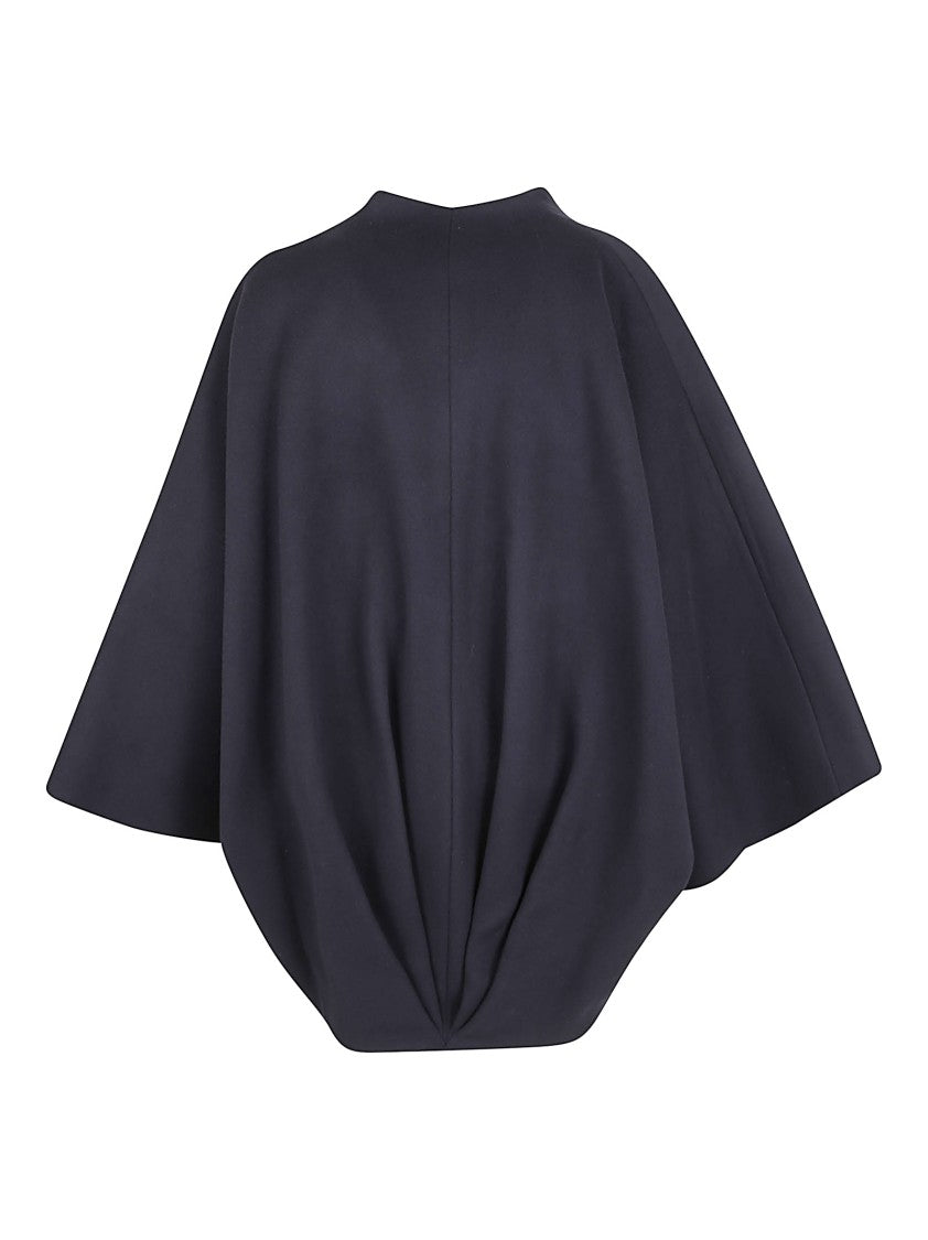 Balmain Structured Cape With Wide Sleeves And Gold Buckle