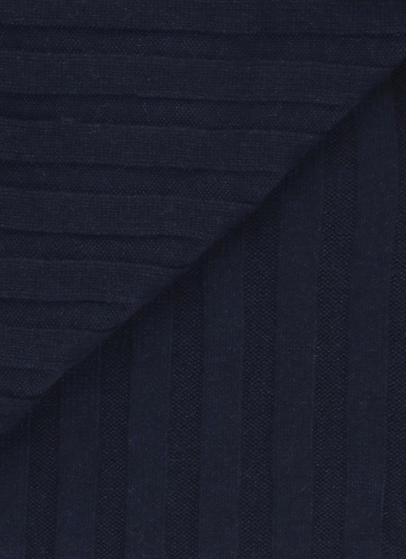 Brunello Cucinelli Deep Blue Ribbed Cashmere Scarf