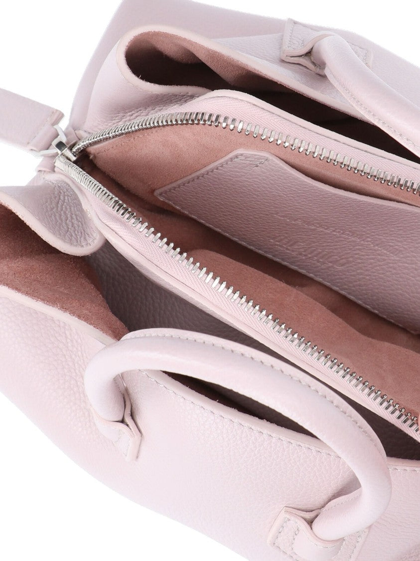 The Attico Mini Handbag In Pink Hammered Calf Leather