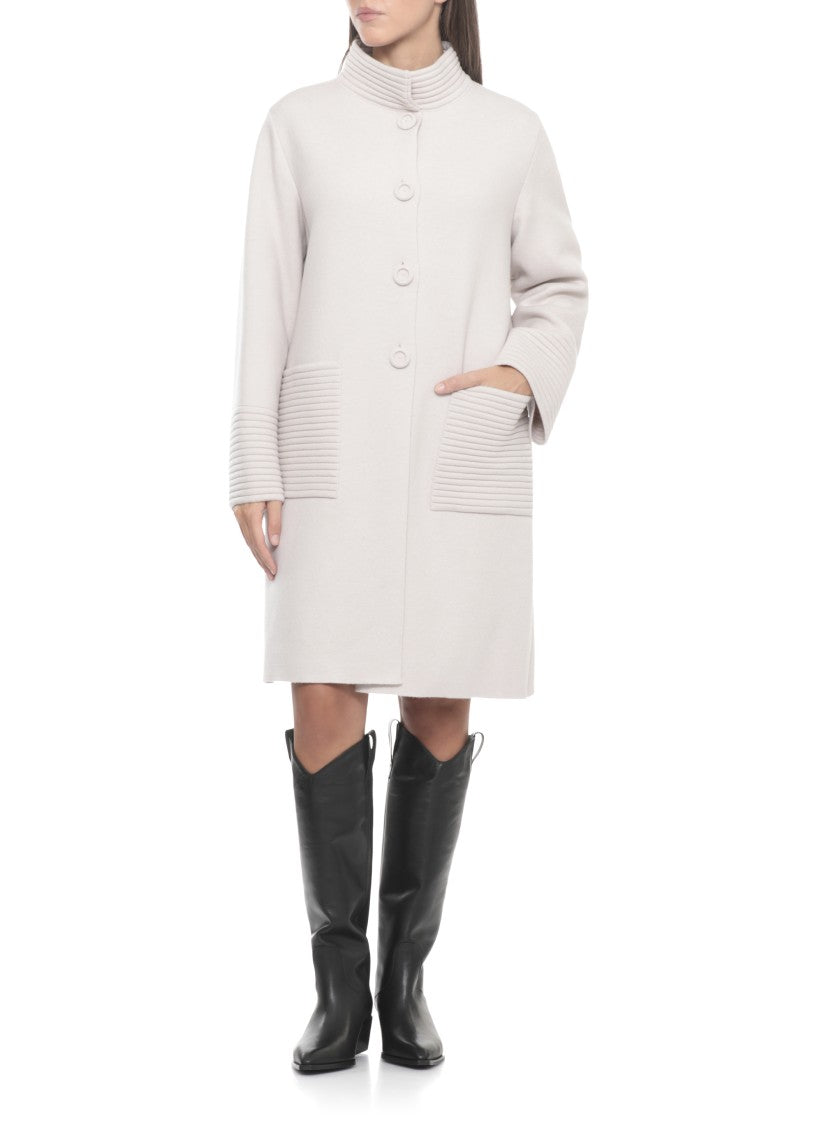 D. Exterior Beige Wool Coat