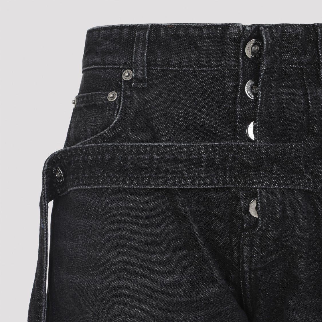 Jean Paul Gaultier Signature Black Cotton Low Waisted Jeans With Exaggerated Legs