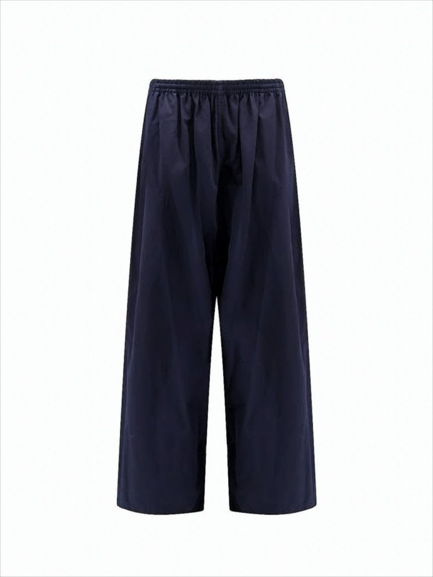 Balenciaga Knee-Length Dark Navy Cotton Shorts With Elastic Waistband