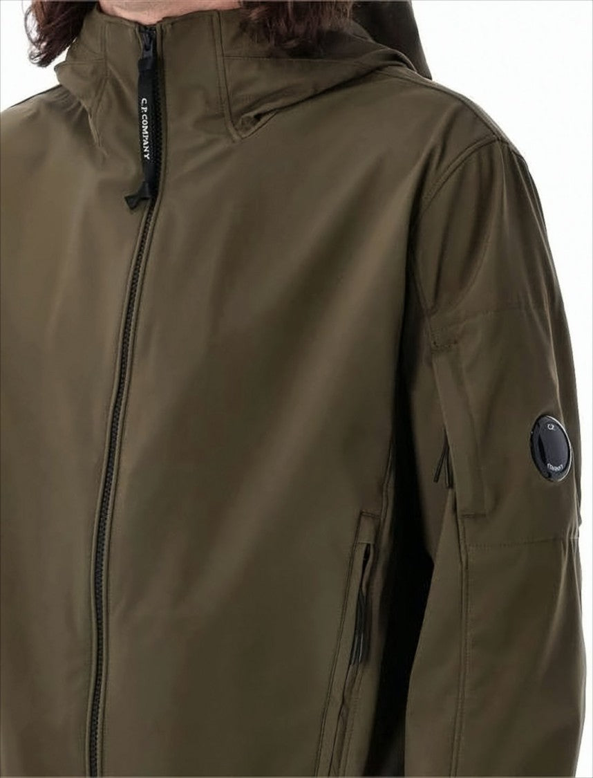 C.P. Company Minimalist Brown High Collar Jacket With Zipper Closure