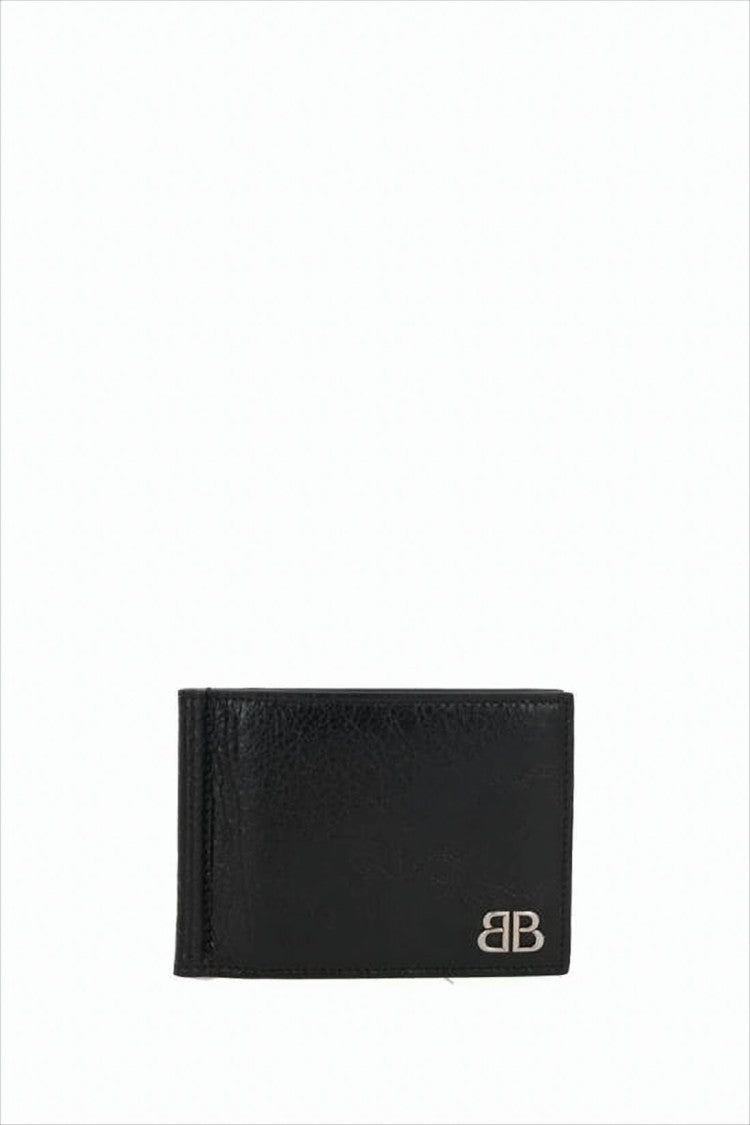 Balenciaga Sleek Rectangular Leather Wallet With Metallic Logo Detail