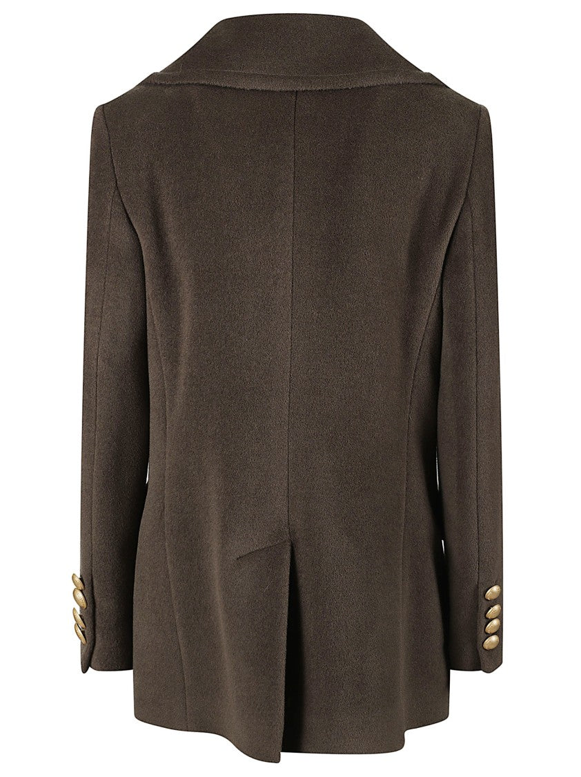 Tagliatore Structured Double-Breasted Coat With Gold-Tone Accents