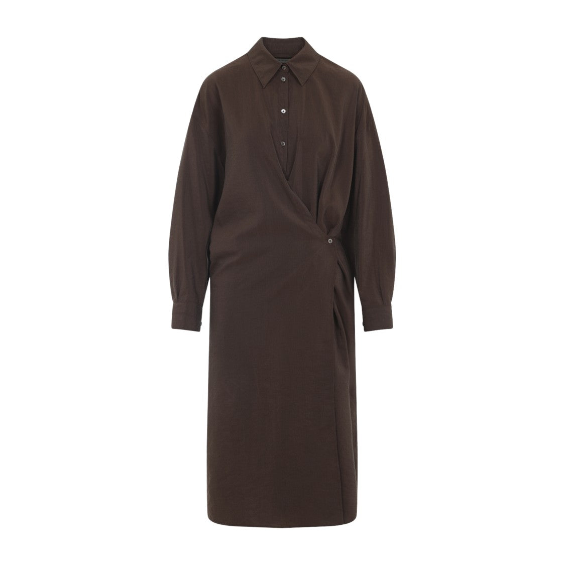 Lemaire Silk Midi Dress With Wrap-Style Front And Shirt Collar