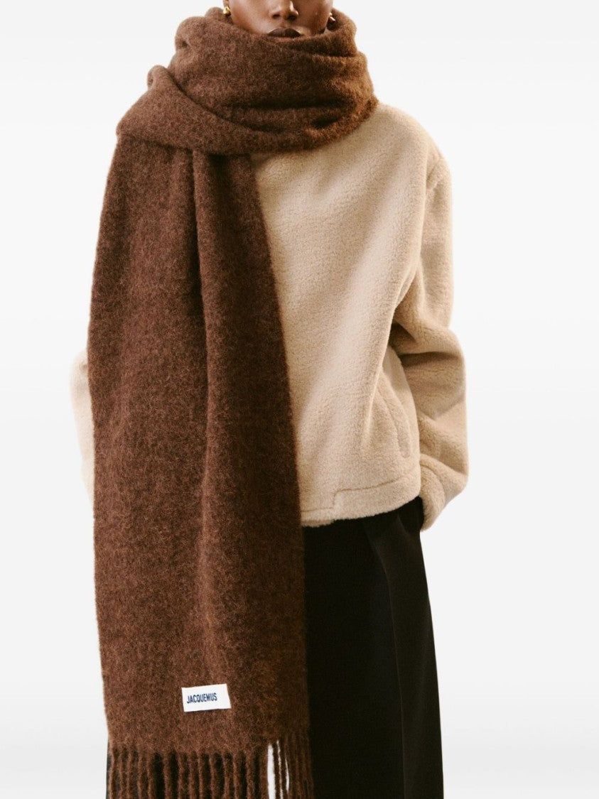 Jacquemus Fringed Brown Mohair-Alpaca Blend Scarf