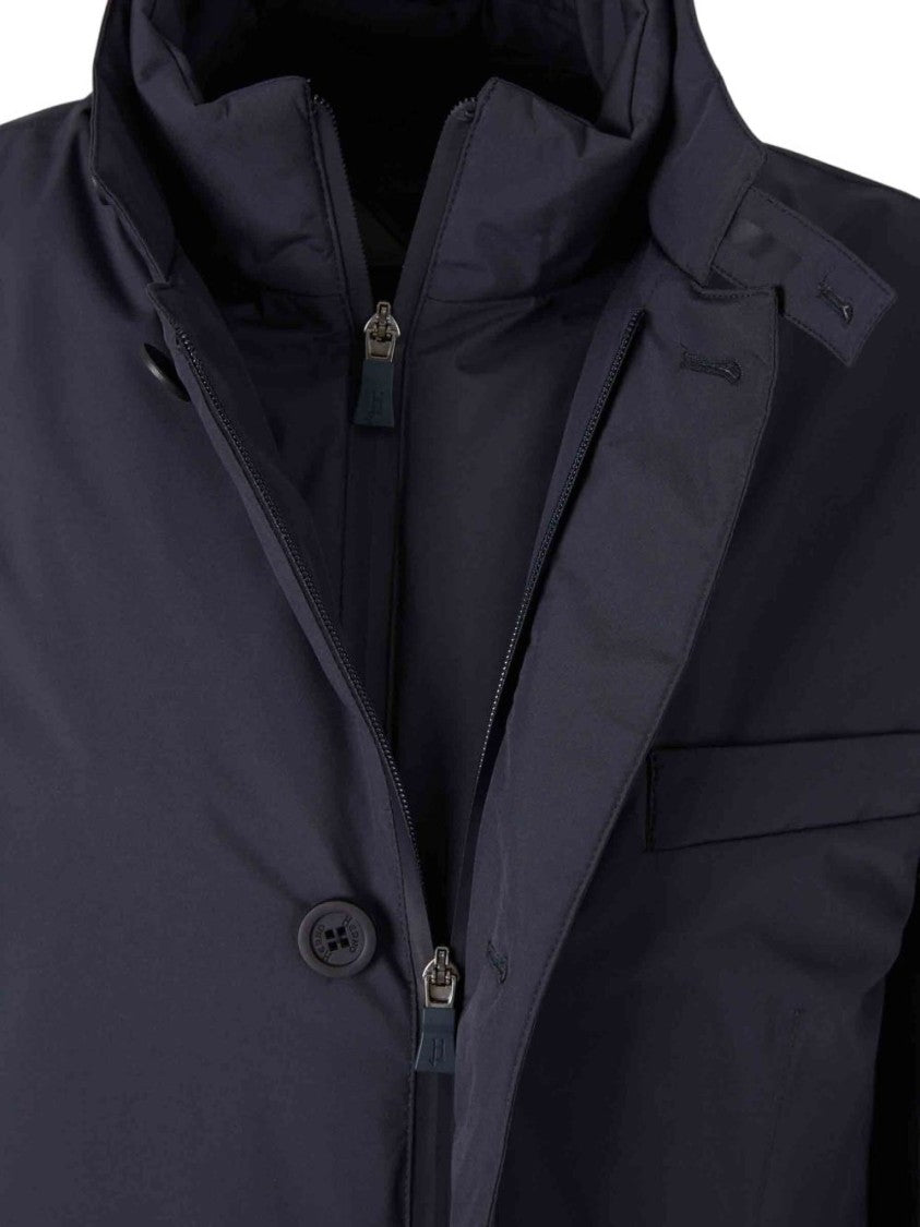 Herno Blue Jacket With High Collar