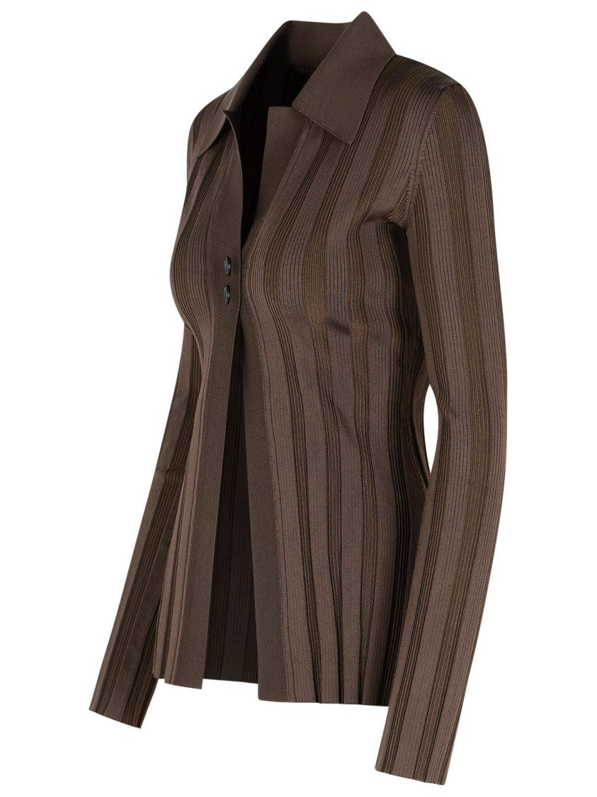 Sportmax 'Albio' Coffee Shiny Viscose Cardigan