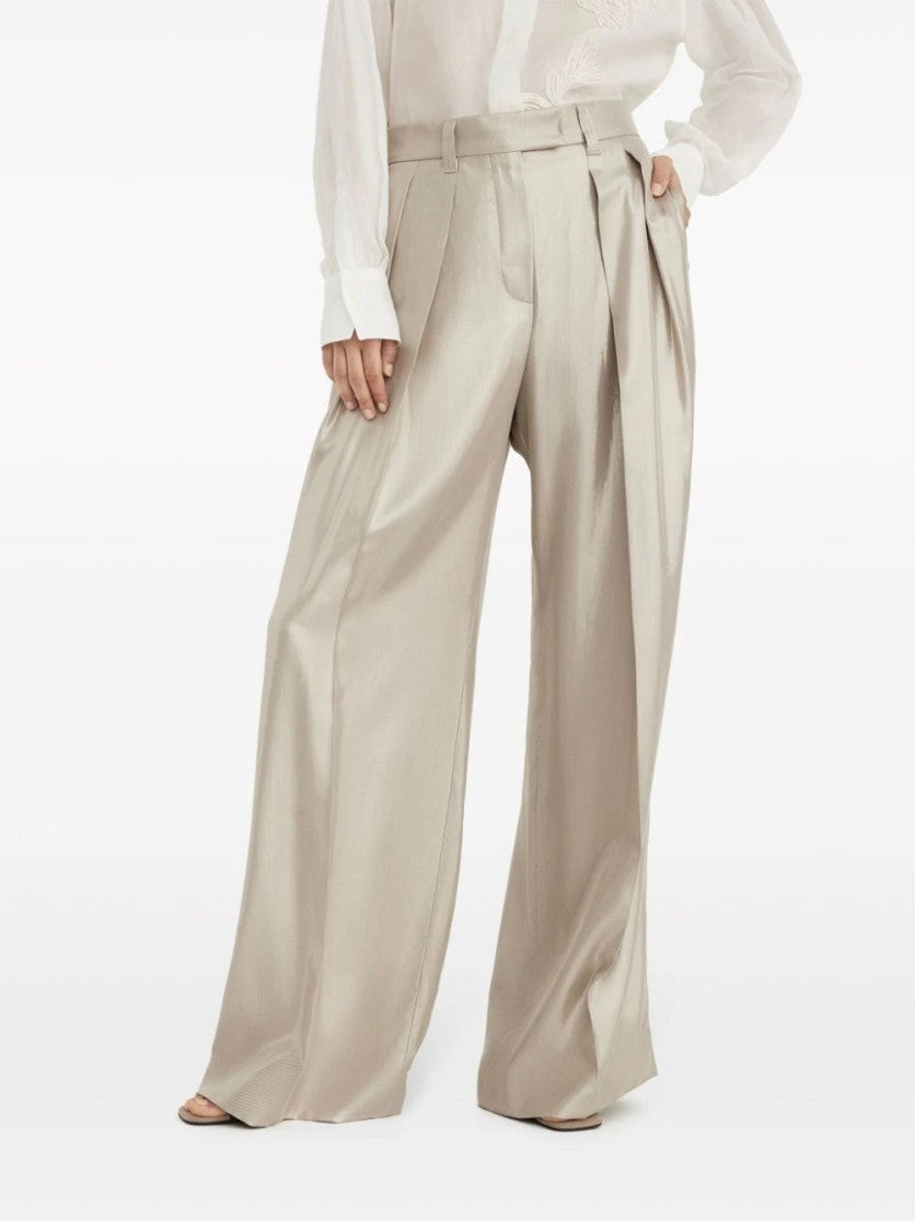 Brunello Cucinelli Luxe Dark Blue Wide-Leg Trousers
