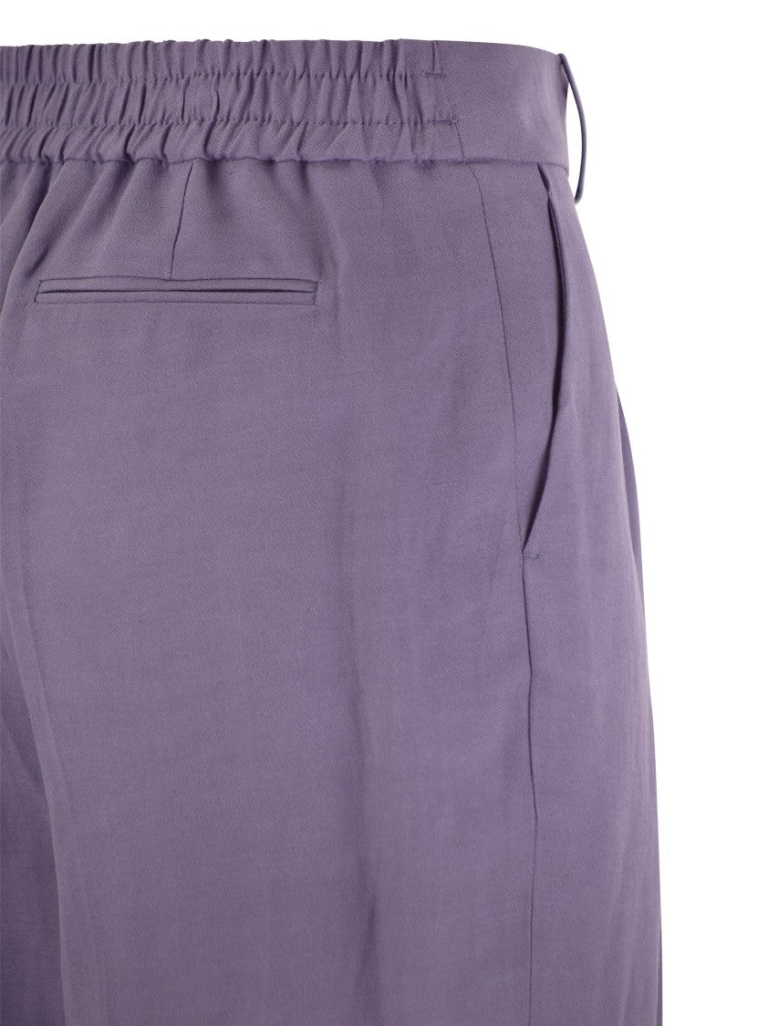 Pt Torino Daisy - Viscose And Linen Trousers
