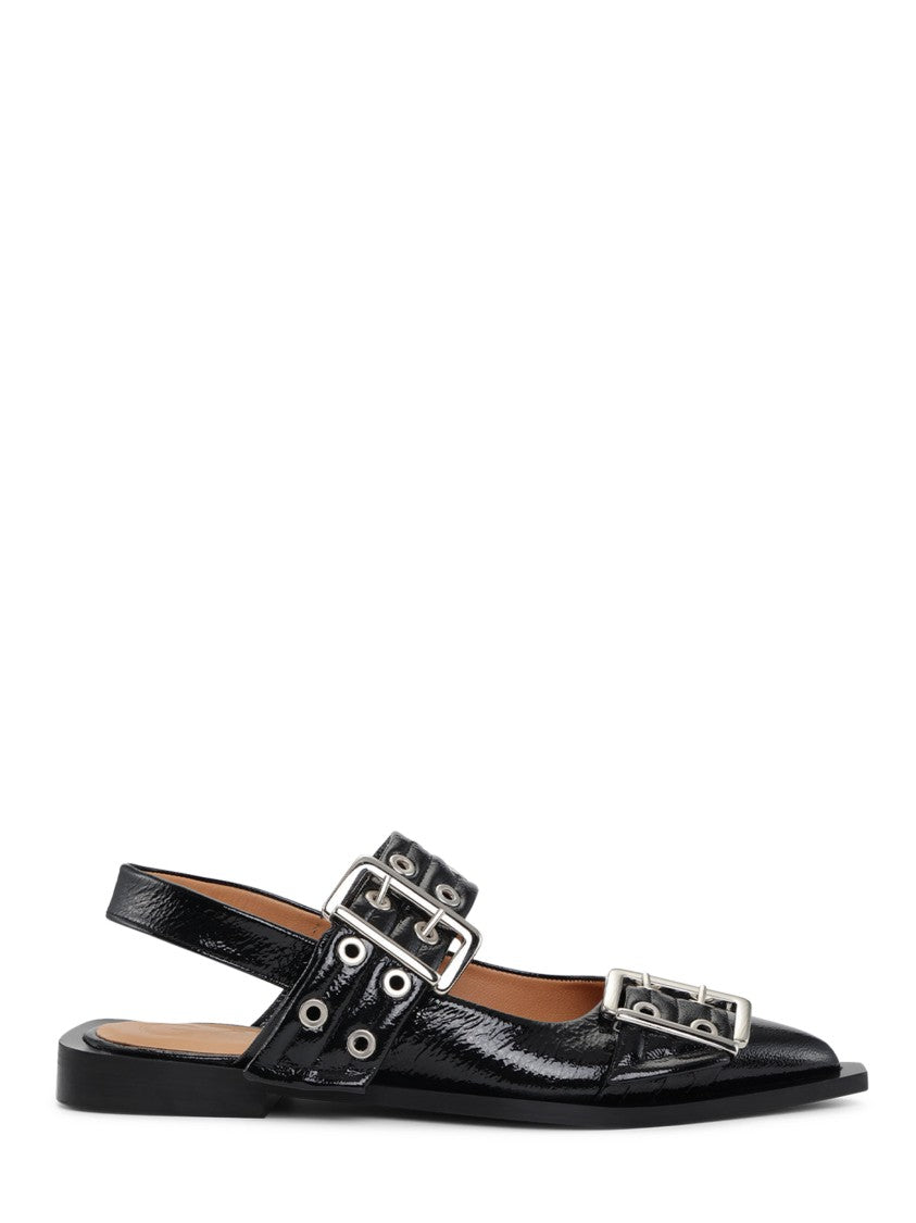 Ganni Pointed Toe Flat Shoes With Finish