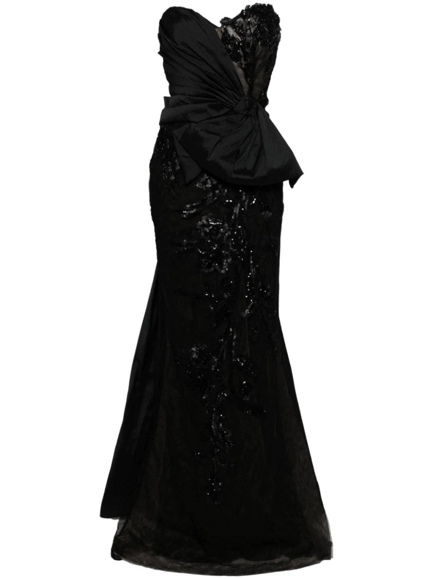 Saiid Kobeisy Tulle Strapless, Beaded Dress With A Taffeta Draping And Tail
