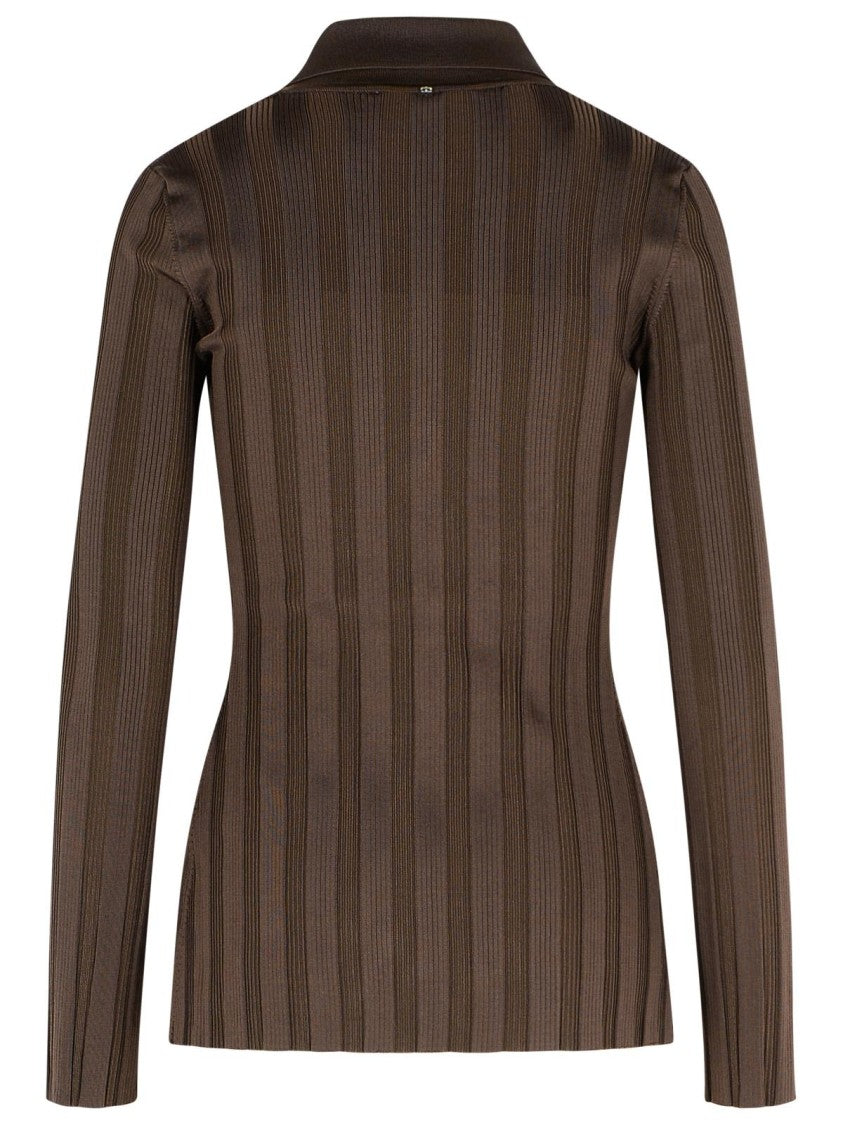 Sportmax 'Albio' Coffee Shiny Viscose Cardigan