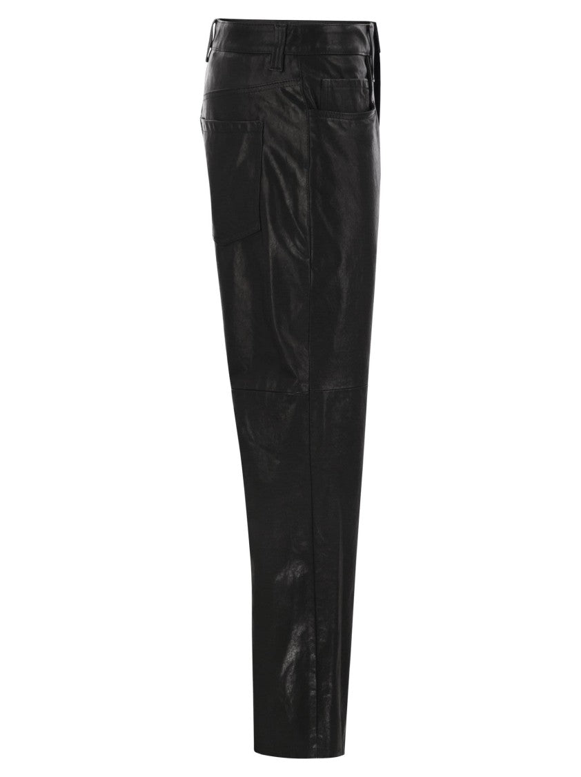 Brunello Cucinelli Wide Five-Pocket Trousers In Smooth Nappa Leather