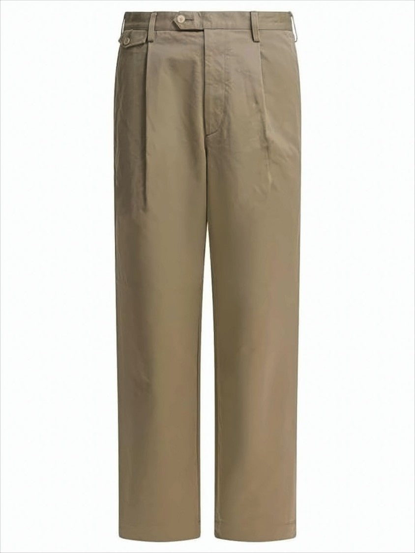 Auralee Brown Straight Pants With Buttoned Side Adjusters