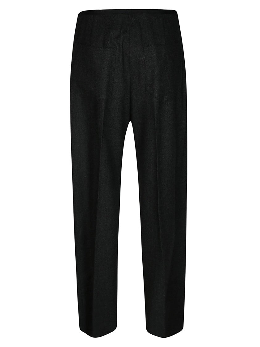 8Pm Tailored Black Trousers With Subtle Herringbone Pattern