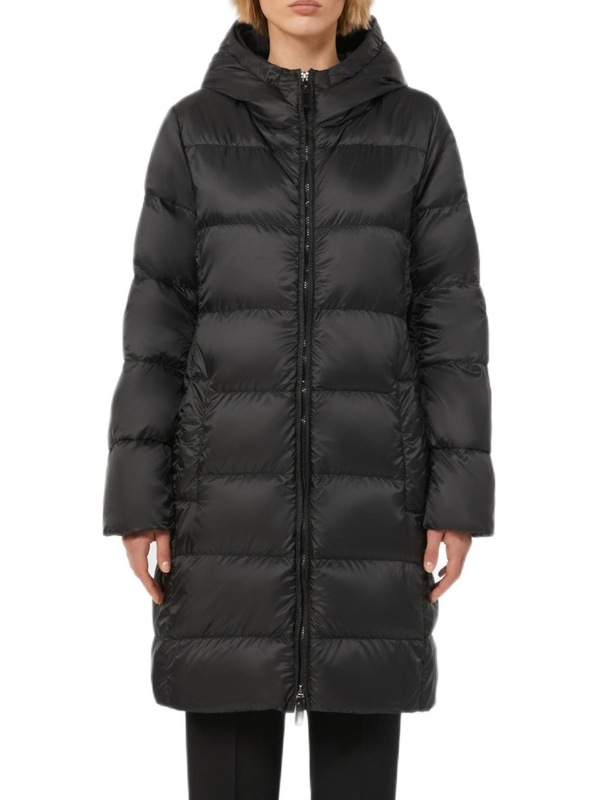 Max Mara Technical Horizontal Quilted Down Jacket With Hood
