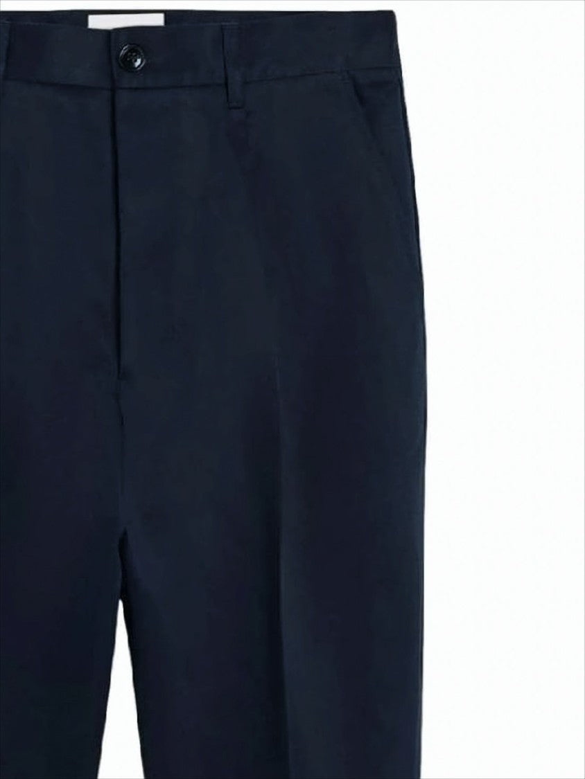Ami Tailored Blue Straight Pants With Button Closure