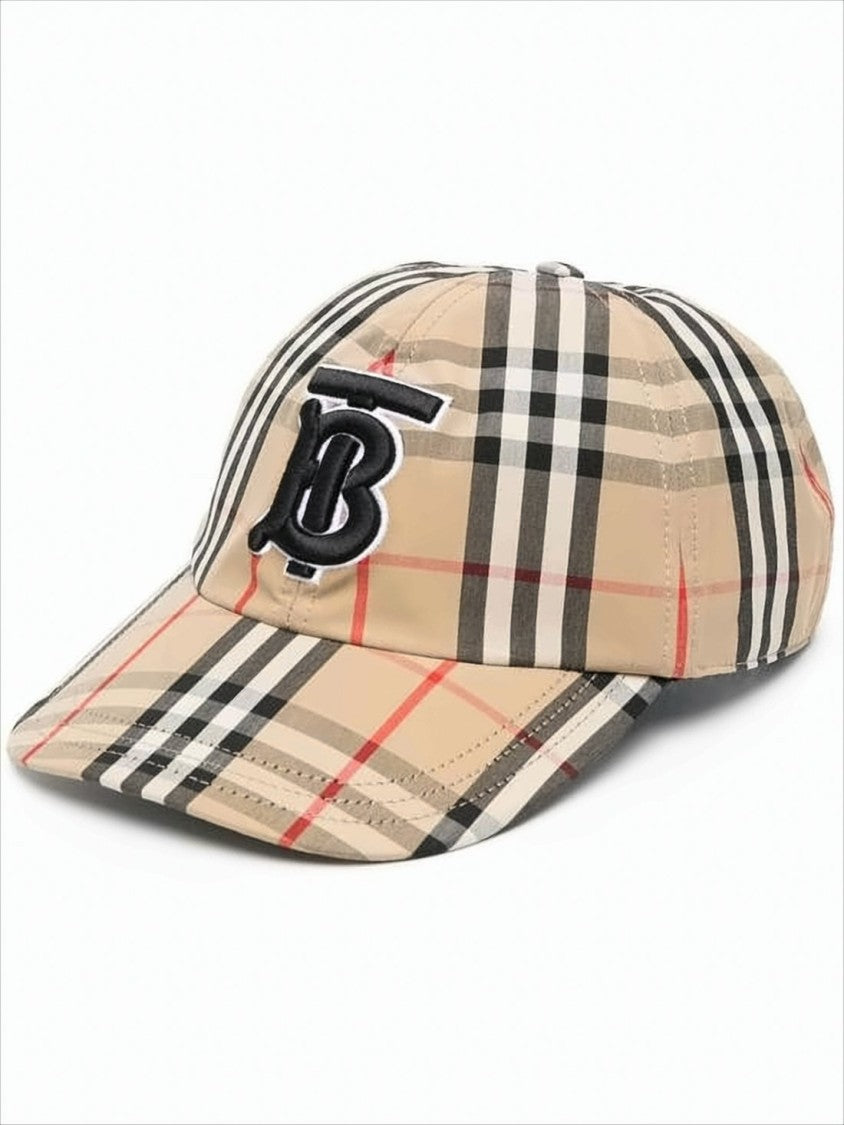 Burberry Beige Check Patterned Baseball Cap