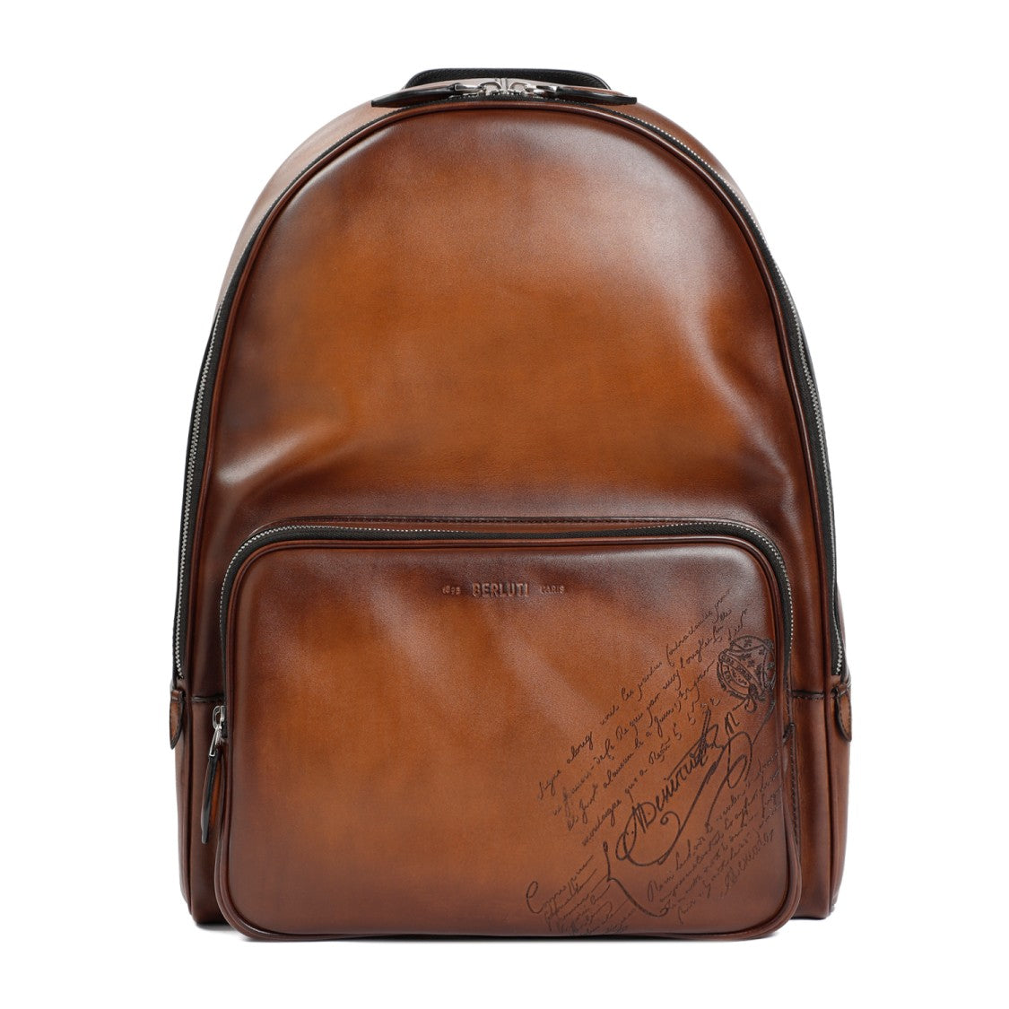 Berluti Cocoa Leather Backpack With Padded Straps