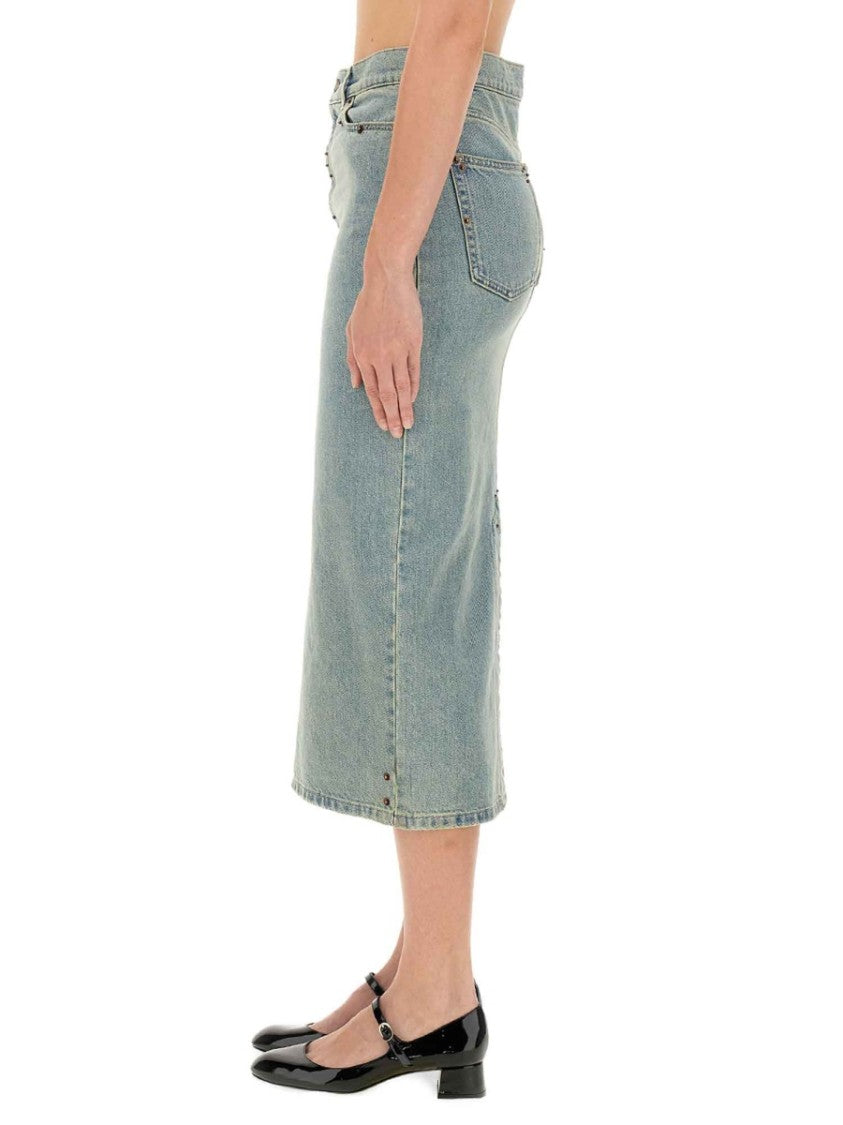 Moschino Mid-Length Denim Skirt With Classic Silhouette