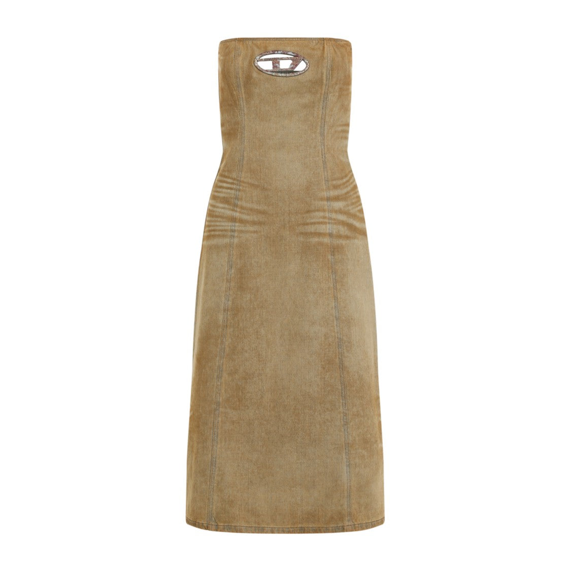 Diesel Strapless Midi Dress With Unique Cutout Detail And Elegant Silhouette